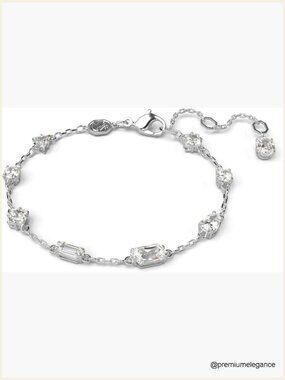 Swarovski Crystal Rhodium Bracelet Foldover Clasp Women